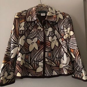 Harve Bernard Brown and White exotic Patterned Jacket Size 12
